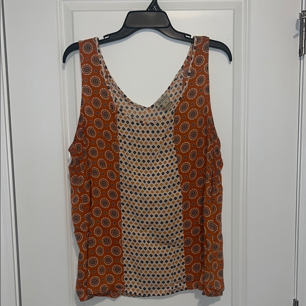 Lucky Brand Cream and Orange Sleeveless Tank Top